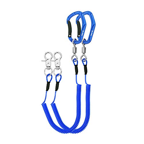 HERCULES M4 Fishing Lanyard, Fishing Pole Tether, Kayak Paddle Leash, Heavy Duty Retractable Coiled Lanyard for Fishing, Rods, Pliers, Boating, Paddles, Kayak - color: Pack of 2 Blue, 5.9"