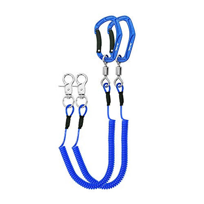 HERCULES M4 Fishing Lanyard, Fishing Pole Tether, Kayak Paddle Leash, Heavy Duty Retractable Coiled Lanyard for Fishing, Rods, Pliers, Boating, Paddles, Kayak - color: Pack of 2 Blue, 5.9"