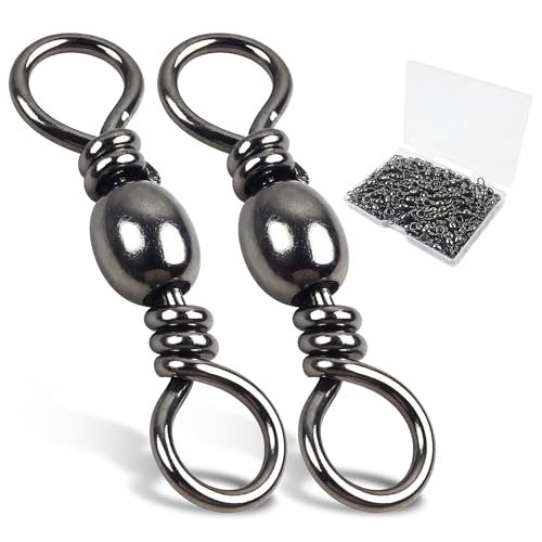 Barrel Swivels Stainless Steel Fishing Swivel Brass Black Nickle Barrel Fishing Swivel Solid Ring Fishing Tackle Line Connector Freshwater Rolling Swivels 35lb-165lb - size: #6 (60lb) 50pcs