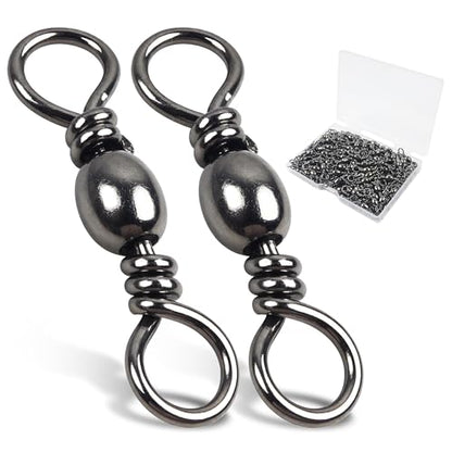 Barrel Swivels Stainless Steel Fishing Swivel Brass Black Nickle Barrel Fishing Swivel Solid Ring Fishing Tackle Line Connector Freshwater Rolling Swivels 35lb-165lb - size: #3 (77lb) 50pcs