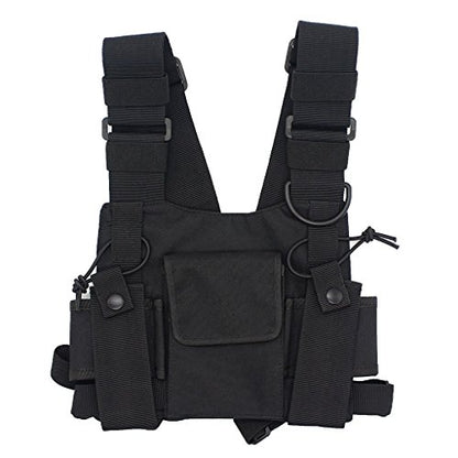Radio Chest Harness Rig Bag Pocket Pack Holster Vest for Two Way Radio (Rescue Essentials) (Black) - color: Black