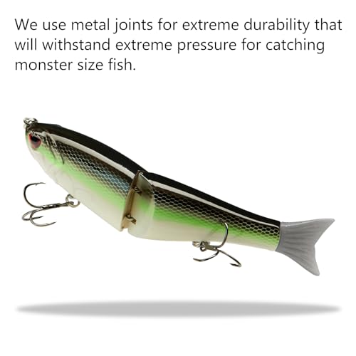 Bassdash SwimShad Glide Baits Jointed Swimbait Bass Pike Salmon Trout Muskie Fishing Lure - color: Fluorescent White Shad, size: 4.5in/0.65oz