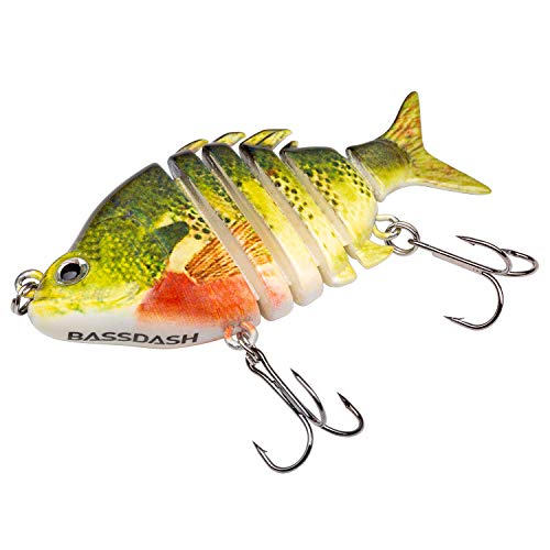 Bassdash SwimPanfish 0.34oz Hard Swimbaits Multi Jointed Topwater Trout Bass Fishing Crank Lure for Freshwater and Saltwater - color: Bluegill
