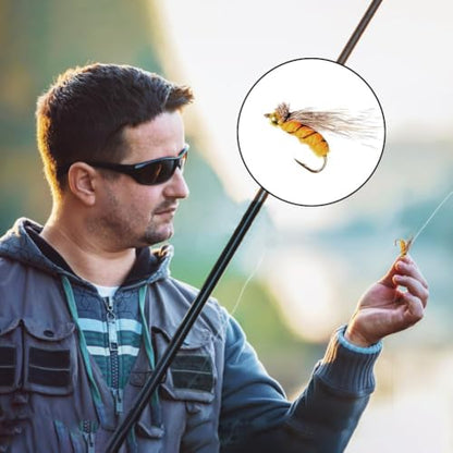 Joyzan Fly Fishing Flies,Fish Lure Kit Flyfishing Same Dry Insect Set 40Pcs | Lakes Rivers Reservoirs Floating Nymphs Streams Sinking Salmon Realstic Trouts Lures Emerger Gear Accessory Box