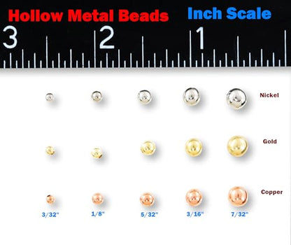 Hollow Metal Beads for Tacklecraft & Fishing 100 pcs - color: Nickel