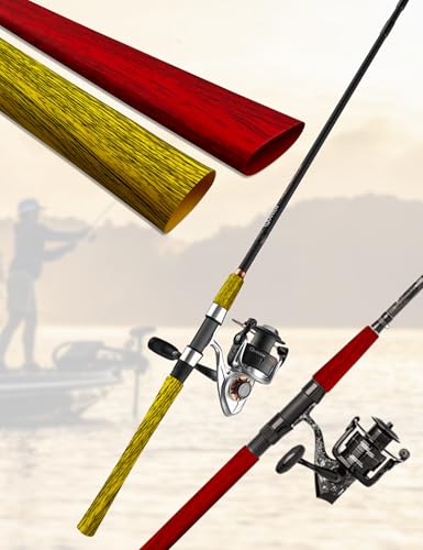 Accering Non Slip Fishing Rod Shrink Wrap (φ25mm, Elm Wood Grain) | L1.64 ft, Shrink Ratio: 1.8:1. Ideal for fishing rod, wooden handle. - color: Elm Wood Grain, size: φ25mm, L1.64 ft
