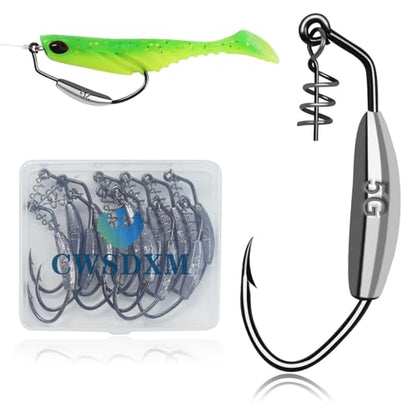 Weighted Swimbait Hooks, 6pcs Underspin Swimbait Hook with Twistlock, Weighted Crank Hooks with Gold/Silver Spinner Blades for Soft Fishing Lures - color: c-3/16oz-12pcs