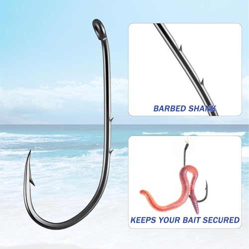 Dr.Fish 100 Pack Baitholder Hooks Freshwater Fishing Hooks, Down Eye, Offset, Walleye/Trout/Crappie/Panfish/Bluegill Saltwater Fishing - size: #6-100 Pack