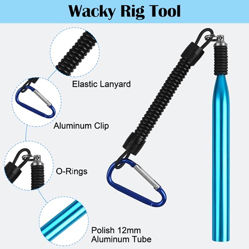 Wacky Rig Kit, 201pcs Bass Fishing Wacky Rig Tool Kit with Soft Plastics Lures Bass Hooks Nail Weights Bullet Sinkers O-Rings Fishing Lures Tackle Box Kit