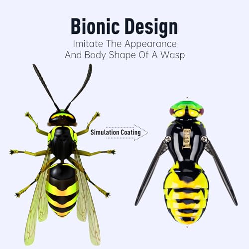 Kingdom Wasp Crawl Bait Insect Bionic Floating Fishing Lures Swimbaits Hard Artificial Baits Lure Freshwater and Saltwater Bass Carp Pike Walleye Fishing ABS Material Carbon Steel Three Book Hook - color: Set1, size: 4.2g