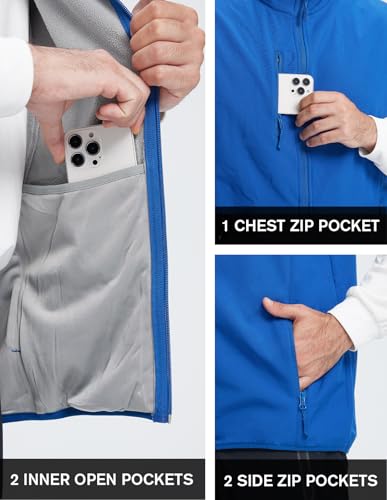 fit space Men's Lightweight Vest Softshell Sleeveless Windproof Jacket with Zipper Pcoket Cycling Travel Hiking Running Golf - color: Dark Blue, size: Large