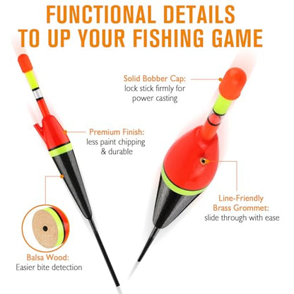 Dovesun Light Up Bobbers Night Fishing Slip Bobbers for Fishing Bobbers Floats Pcs with Glow Sticks Pcs for Catfish Crappie 6PCS - size: 3/8oz-10g-6pcs