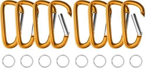 sprookber 4" & 5" Extra Large Aluminum Carabiner D Ring, Caribeener Clips, Spring Snap Hook for Keychain Clip, Set of 4 - color: yellow-4", size: 4 inch (Pack of 2)