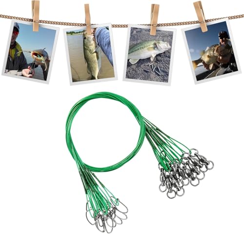 AMYSPORTS Saltwater Steel Fishing Leader Wire Stainless Swivel Fishing Leader Freshwater High Strength Wire Leader Lure Black Nickel - size: #3 (15.8in-50lb) 20pcs