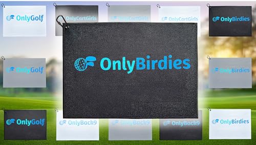 OnlyGolf Funny Microfiber Golf Towel – Large 14" x 20" Clip for Golf Bags Clubs Balls Perfect Golf Gag Gift Enthusiasts Waffle Men Premium Carabiner (Black OnlyBirdies) - color: Black Onlybirdies