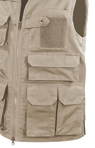 Edgetec Outdoor Utility Vest, Fishing, Hunting, Tactical Ripstop - color: Khaki, size: Small