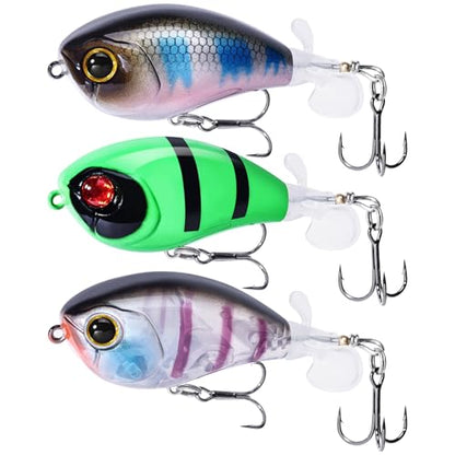 Top Water Lures, Floating Plopper Bait with BKK Hooks – Bass Fishing Lures for Trout, Pike & Other Freshwater & Saltwater Species – Great Fishing Gifts for Men - color: A2-3PCS,2.5in,0.4oz