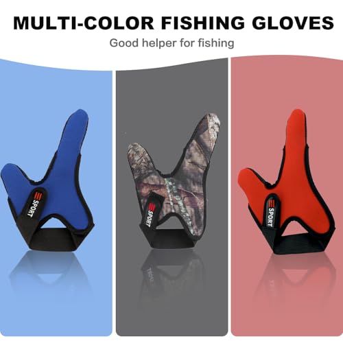 Double-Finger Gloves, 3 Pack Anti-Slip Fishing Glove, Professional Finger Gloves Protector Unisex Elastic Band Glove for Outdoor Fishing - color: Camouflage