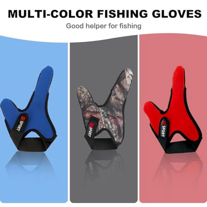 Double-Finger Gloves, 3 Pack Anti-Slip Fishing Glove, Professional Finger Gloves Protector Unisex Elastic Band Glove for Outdoor Fishing - color: Camouflage