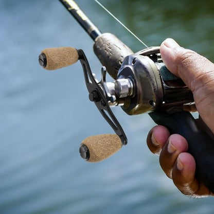 Fishing Reel Handle Fishing Replacement Parts with Wood Knob for Lakeside Seaside - color: Black+Dark Yellow