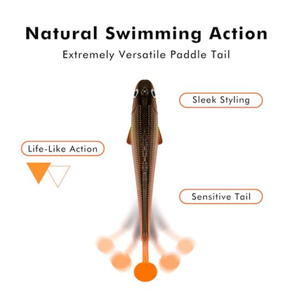 TRUSCEND Shadtale Easy Catch Soft Fishing Lures with BKK Hooks - Trembly Sinking and Vibrating Swim for More Bites, Pre-Rigged Swimbaits for Bass, Trout, Crappie, Walleye, Freshwater Saltwater Fishing - color: 3",0.23oz