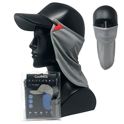 CoolNES - UV Sun Protection Neck Drape Adjustable Multifunctional 2 in 1 Face Covering for Outdoor Fishing - Unisex - color: Coolnes-lightgray