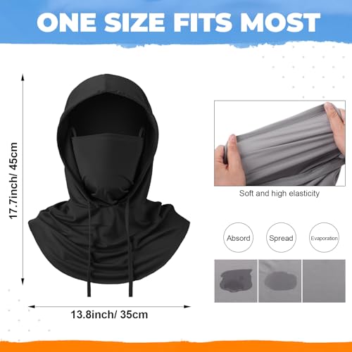Funtery Summer Cooling Balaclava Mask, UV Protection Hood Mask Breathable Cycling Face Cover Full Head Scarf for Men Women - color: Black, White, Dark Grey and Light Grey