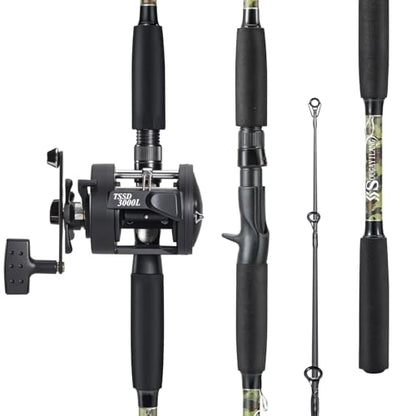 Sougayilang Fishing Rod Combo with Conventional Reel, Medium Heavy for Catfish Salmon and Steelhead Saltwater Fishing - size: 7'6"