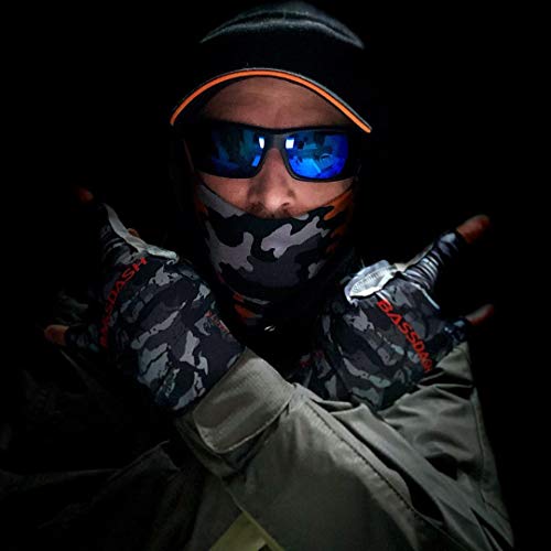 Bassdash ALTIMATE UPF 50+ Sun Protection Fingerless Fishing Gloves Men - color: Black Camo, size: Medium
