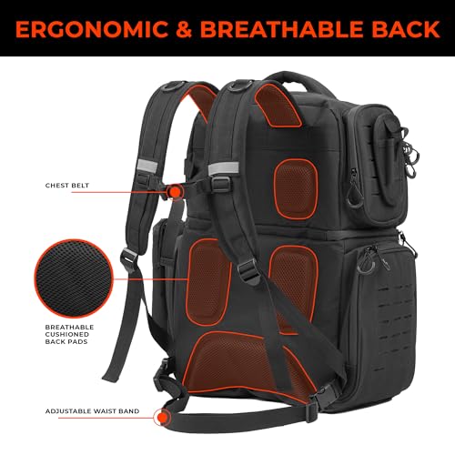 Fishing Backpack with Waterproof Zippers, Detachable waist bag, Cooler compartment – 900D Water-Resistant, Rod Holder, Charging Port, Fits 8 Tackle Boxes, 40L Large Capacity, Outdoor Gear Organizer