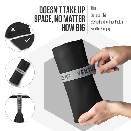 VENTURE 4TH Quick Dry Towel - Microfiber Travel Towel for Camping, Hiking, Gym, Beach - Lightweight, Packable, Compact Backpacking Companion - Black Medium - color: Black, size: 40.00" x 21.00"