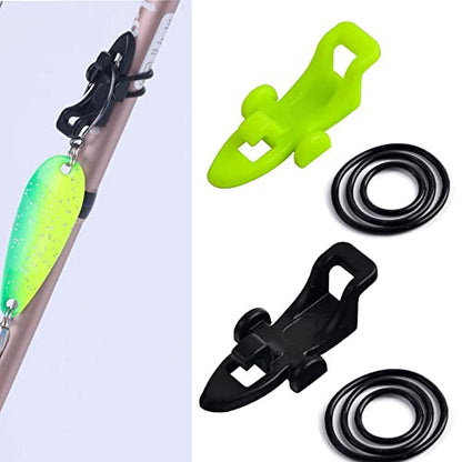 Fishing Hook Keeper Fishing Rod Keeper with 3 Different Rubber Rings Fishing Rod Hook Holder 10pcs - color: Black-10pcs