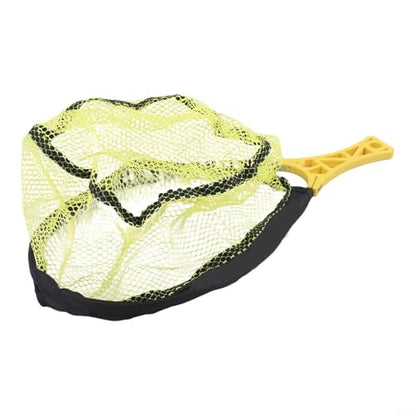 Foldable Fly Fishing Net, Rubber Mesh Landing Net for Trout, Anti Hook Catch and Release Net, Lightweight Portable Stream Hand Net with Waist Mount - color: yellow