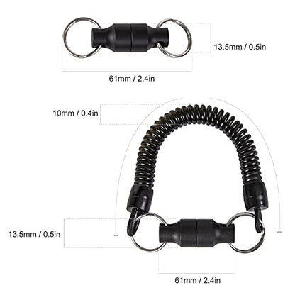 Magnetic Keychain, with Coiled Lanyard, Fly Fishing Net Retractor, Magnet Clip Holder Retractor, for Fishing Hooks, Lures, Flies, Trout Line, Keys