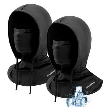 ROCKBROS Cooling Balaclava Face Mask 3 in 1 Full Face Mask for Summer with Ear Loops Neck Gaiter Sun UV Protection - color: Black*2