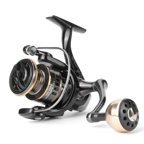 Spinning Fishing Reel, 5.2:1 Gear Ratio Fishing Reel CNC Aluminum Spool Up to 20 Lbs Max Drag with Left/Right Interchangeable for Inshore Boat Rock Freshwater Saltwater Fishing - size: 1000