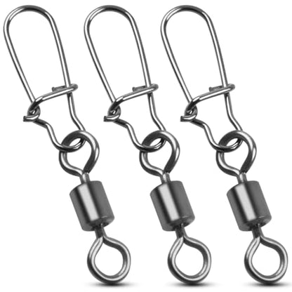 Fishing Swivels Snap, Rolling Barrel Swivels Fishing Tackle, Stainless Steel Safty Duo Lock Snaps Leader Line Lure Connector Freshwater Saltwater - size: 8#(26lb)-50pcs