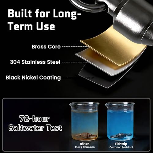 FishTrip 30/50 Pack Ball Bearing Fishing Swivels for Saltwater Freshwater | High Strength, Stainless Steel Swivels Fishing Tackle Solid Welded Rings Barrel Swivels Fishing Connectors Size 0#-10# - size: 1#_44LB_30PCS