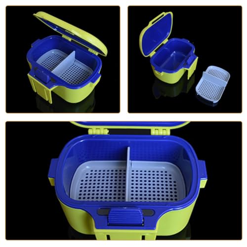 Dual-Layer Portable Bait Holder Box with Large Capacity, Yellow Worm and Red Worm Storage Case for Fishing, Waist-Hanging Live Bait Container for Anglers