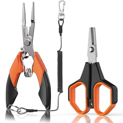 Fishing Tools Kit, Fishing Pliers,Fishing Scissors, Fishing Line Cutter for Braided Fishing Line,Fishing Gear with Lanyard - color: 6.5"Fishing Pliers Orange