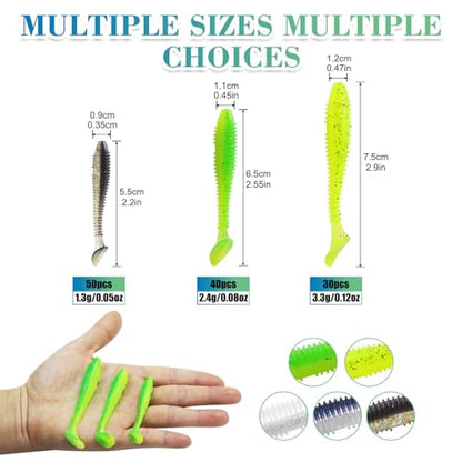 Soft Fishing Lures, 6.5cm/8cm Paddle Tail Swimbaits Soft Plastic Lures Kit for Bass Trout Walleye Crappie 30pcs/40pcs… - color: B-5.5cm/2.16in-50pcs