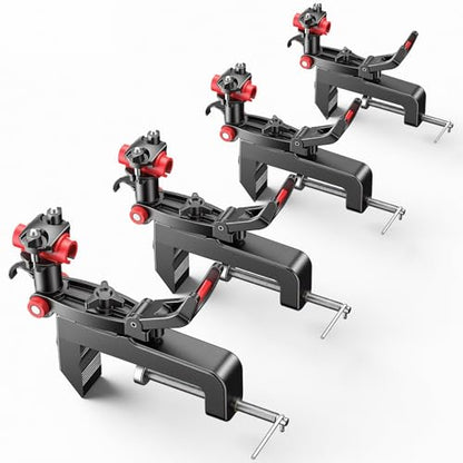 Clamp On Fishing Rod Holder for Boat Canoe Pontoon Kayak Dock | 360° Adjustable, Heavy Duty, Round & Square Rail Mount, Saltwater Safe - color: Rod Holder- 4 Pack