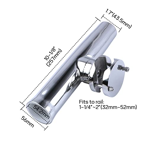 Fishing Rod Holders for Boat, 2 Pack Stainless Steel Tournament Style Boat Rod Holder Clamp for Boat 1-1/4" to 2" Rail with Gimbal Pin