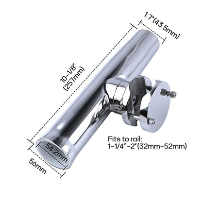 Fishing Rod Holders for Boat, 2 Pack Stainless Steel Tournament Style Boat Rod Holder Clamp for Boat 1-1/4" to 2" Rail with Gimbal Pin