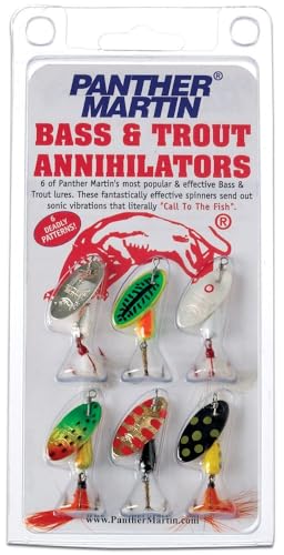 Panther Martin Fishing Lures 6-Pack All Time Greatest Fish Catcher World Famous Spinning Lures in Value Kit Spinners for Trout, Salmon, Panfish, Bass, Crappie & Perch - style: Bass & Trout Annihilators