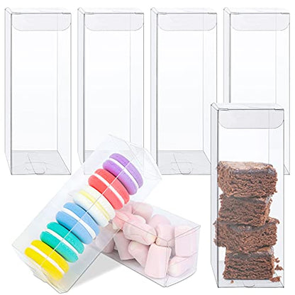 100 PCS Clear PET Plastic Storage Boxes Transparent Present Box Empty Containers Rectangle Cube Candy Chocolate Cookies Treat Case for Christmas,Wedding,Party,Baby Shower (2x2 x6 Inch) - size: 2x2x6 Inch (Pack of 100)