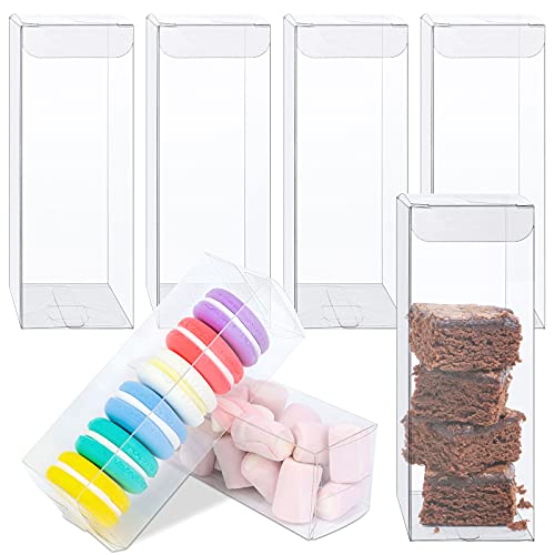 100 PCS Clear PET Plastic Storage Boxes Transparent Present Box Empty Containers Rectangle Cube Candy Chocolate Cookies Treat Case for Christmas,Wedding,Party,Baby Shower (2x2 x6 Inch) - size: 2x2x6 Inch (Pack of 100)