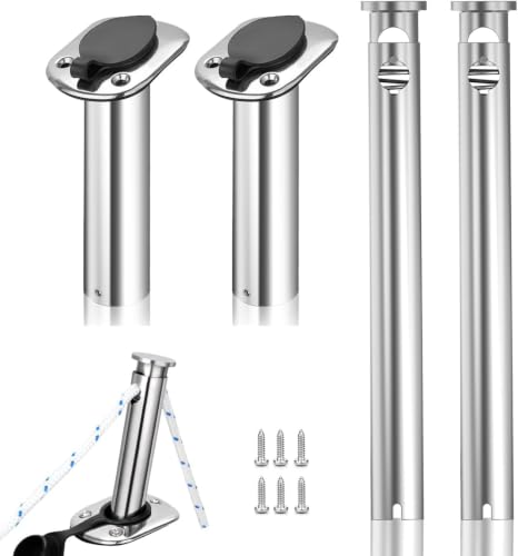 304 Stainless Steel Boat Fender Holder, Adjustable Flush Mount Rod Holder Insert for Fender Lines, 15° Marine Fender Cleat for Pontoon, Yacht, Docking