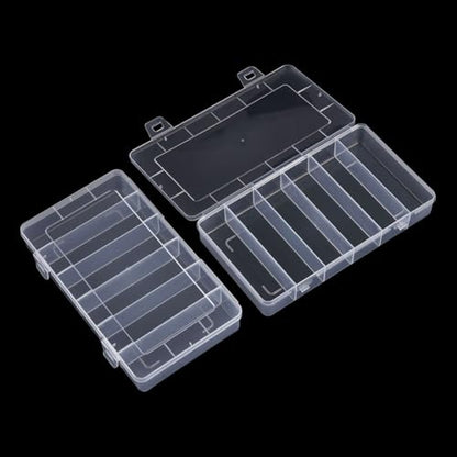 GSHLLO 2 Pcs 6 Grids Plastic Organizer Box Fixed Divider Storage Box Clear Bead Container Boxes Fishing Tackle Tray Boxes Nail Art Storage Case Small Jewelry Storage Cases for Art DIY