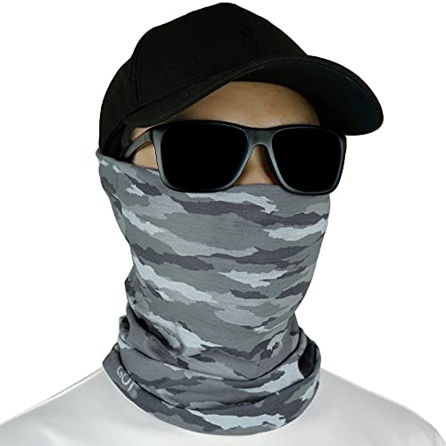 Fishing Face Mask Neck Gaiter - UV Sun Protection Cover for Men Women | Moisture-Wicking, Quick-Drying, Lightweight, Camo Design, Multi-Style Headwear, SPF Sun Shield - color: Disruptive Stone Camo